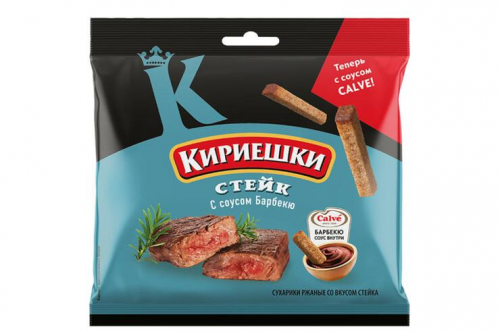 «Кириешки», сухарики со вкусом стейка и соусом барбекю «Calve», 85 г