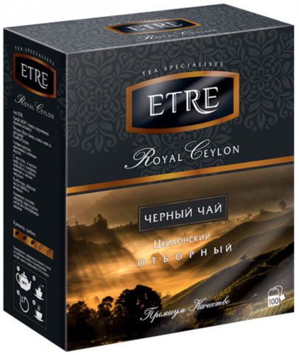 «ETRE», чай Royal Ceylon черный цейлонский отборный, 100 пакетиков, 200 г