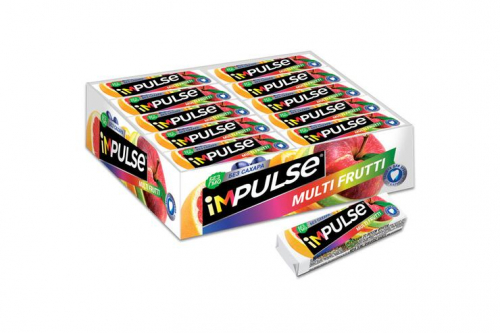 «Impulse», жевательная резинка со вкусом Multi-Frutti, без сахара, 14 г (упаковка 30 шт)