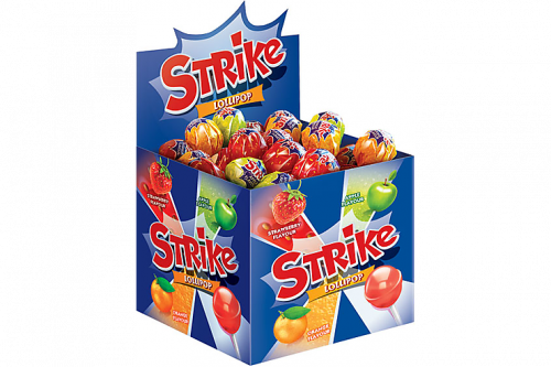 «Strike», карамель на палочке ассорти, 11,3 г (упаковка 50 шт)