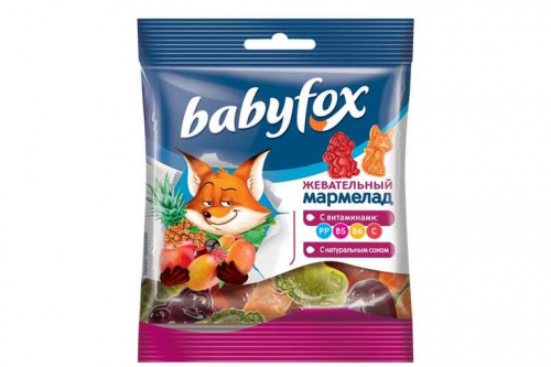 «BabyFox», мармелад жевательный с соком ягод и фруктов, 30 г