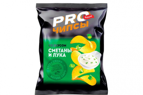 «PRO-Чипсы», чипсы со вкусом сметаны и лука, произведены из свежего картофеля, 60 г