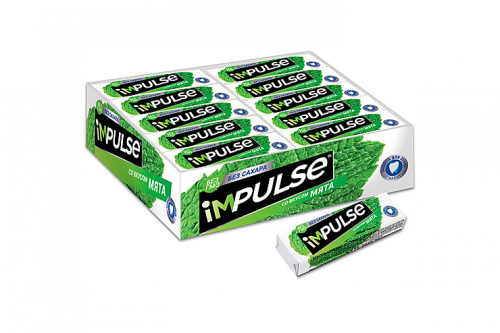 «Impulse», жевательная резинка со вкусом «Мята», без сахара, 14 г (упаковка 30 шт.)
