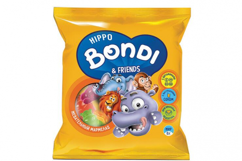 «HIPPO BONDI & FRIENDS», мармелад жевательный с соком ягод и фруктов, 70 г