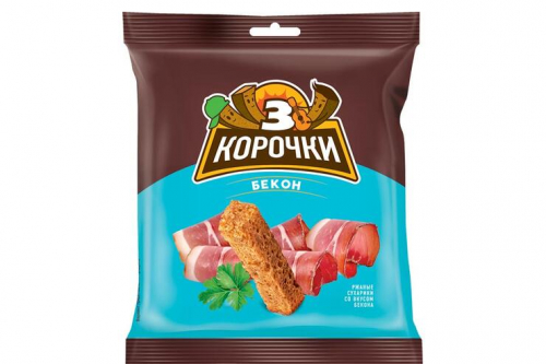 «3 Корочки», сухарики со вкусом бекона, 40 г