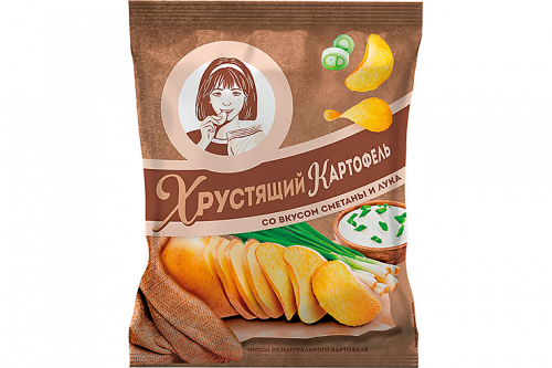 «Хрустящий картофель», чипсы со вкусом сметаны и лука,произведены из свежего картофеля, 160 г