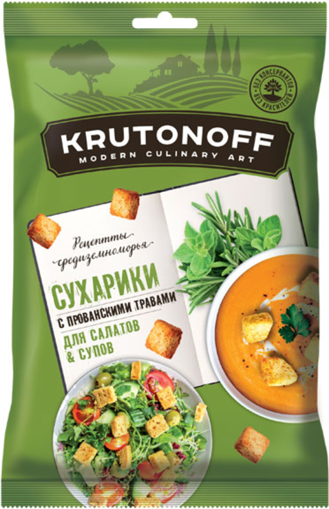«Крутоноф», сухарики с прованскими травами для салатов и супов, 100 г