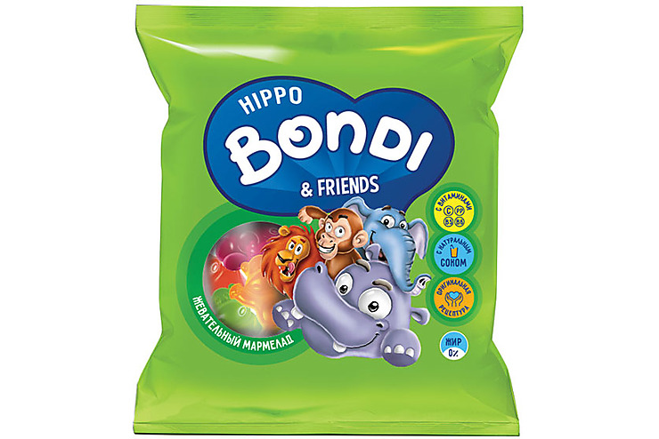 «HIPPO BONDI & FRIENDS», мармелад жевательный с соком ягод и фруктов, 30 г