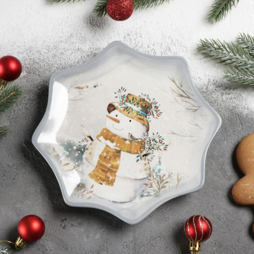Блюдо сервировочное Доляна «Рождественский снеговик», 20×2,3 см