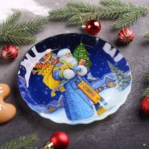Блюдо сервировочное Доляна «Дед Мороз», 19×2,1 см