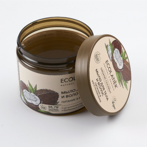 ECL GREEN Coconut Oil/5201/ Мыло для тела и волос Питание & Восстановление, 350 мл