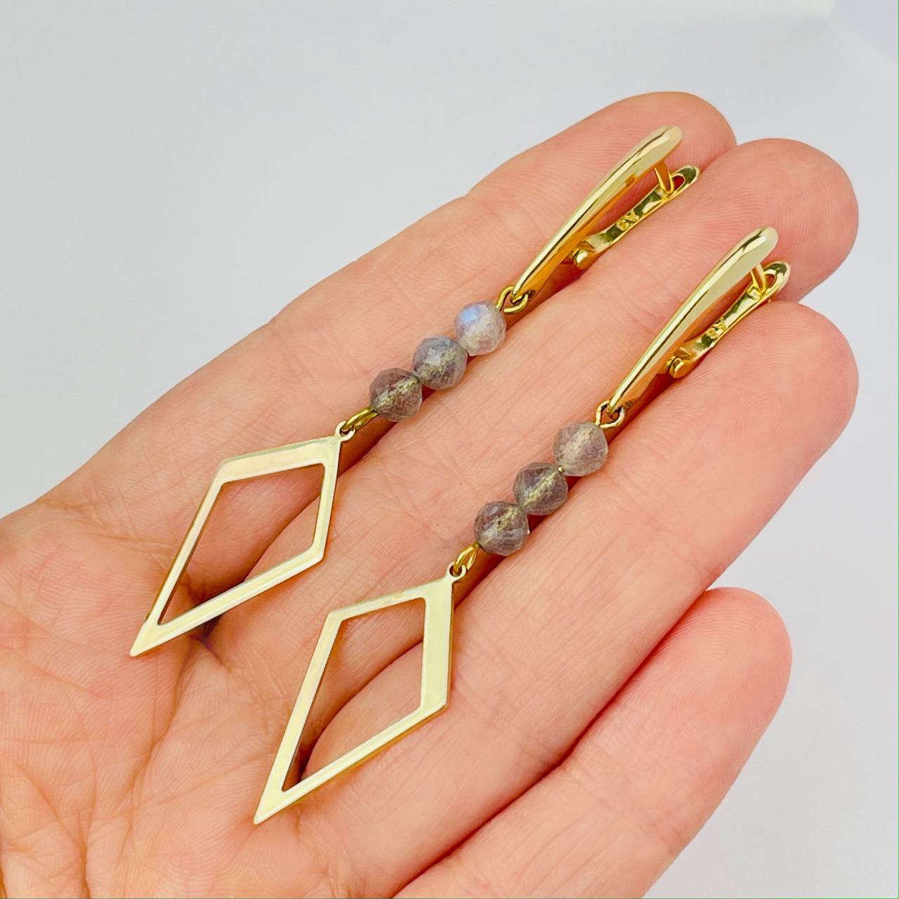 Радуга Самоцветов Серьги длинные из Лабрадора