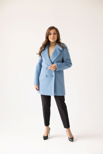 Пальто женское демисезонное 23720 (голубой/тедди)