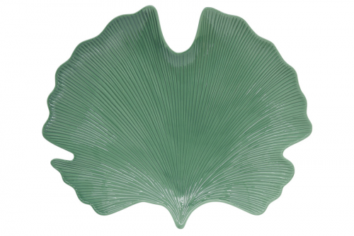 Блюдо-листок гинкго Мадагаскар, светло-зеленое, 35 х 29 см, 58448