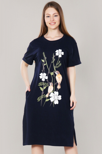 Dianida, Стильное трикотажное женское платье с растительным принтом