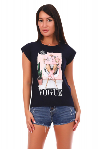 Натали 37, Стильная женская футболка nс принтом и надписью Vogue