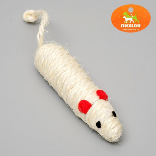 Игрушка сизалевая Длинная мышь, 14,5 см