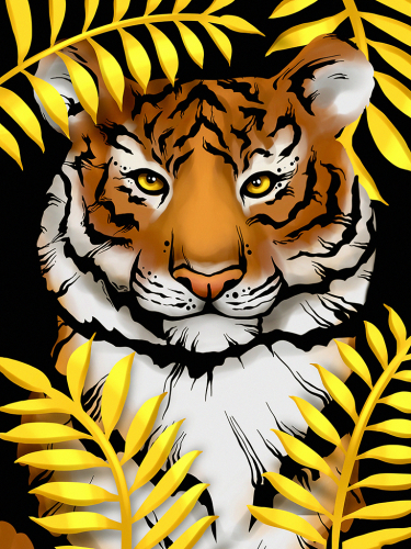 Алмазная мозаика: Золотой тигр Ag2703 30 на 40