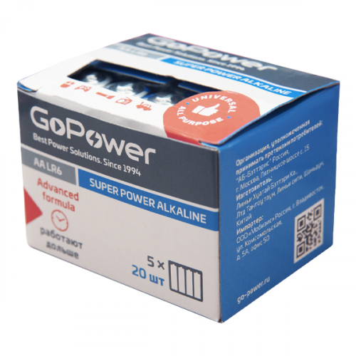 Батарейка GoPower LR06 AA в картоне (4/20/640)