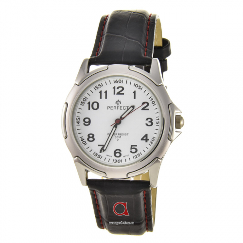Наручные часы PERFECT C011 корп-хр циф-бел рем. черн с красн. простр.