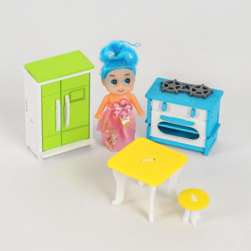 Мебель для кукол «Кухня» + куколка в подарок