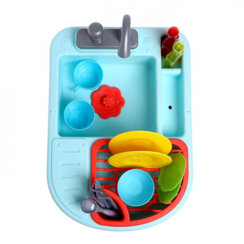 Игровой модуль «Кухонька» с набором посуды, бежит вода из крана