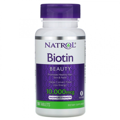 Natrol, биотин, максимальная сила действия, 10 000 мкг, таблетки
