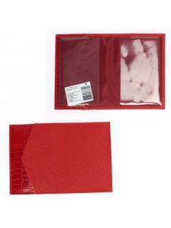 Обложка для паспорта Croco-П-410 натуральная кожа алый флотер/красный крок (128/203) 238527