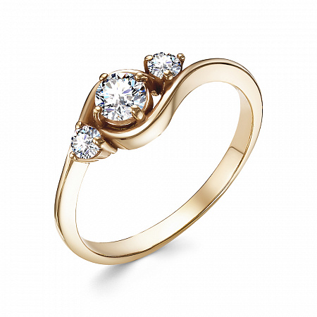 Кольцо с фианитом позолоченное серебро 925*