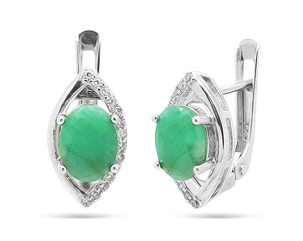 Серьги из серебра изумруд берилл, SL-RIC87