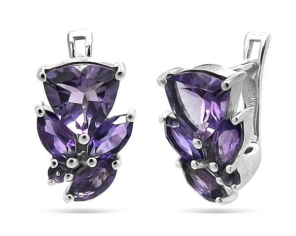 Серьги из серебра аметист, Марина