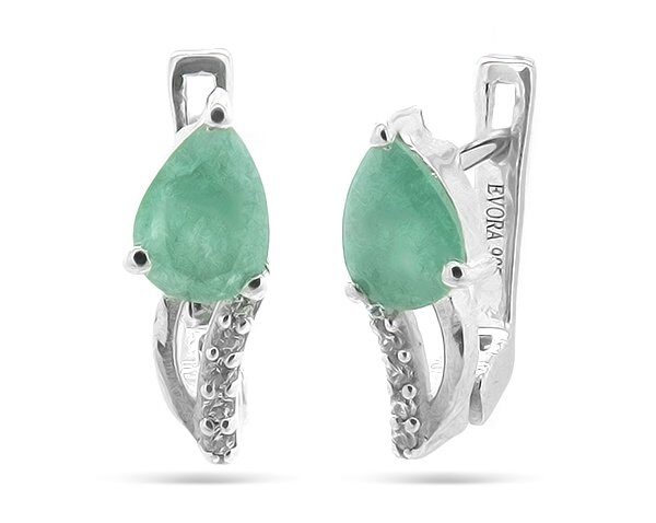Серьги из серебра изумруд, Акита