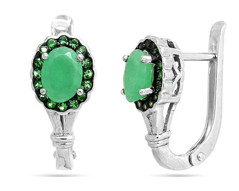 Серьги из серебра изумруд берилл, SL-RIC54-1