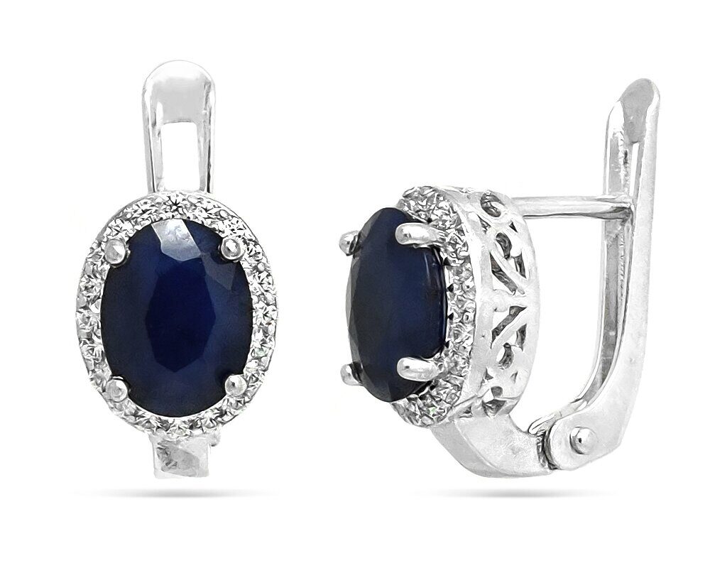 Серьги из серебра сапфир корунд, SL-RIC77