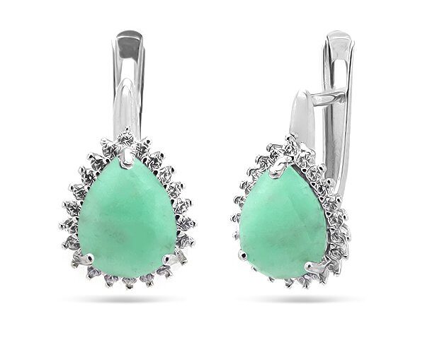 Серьги из серебра изумруд берилл, SL-RIC68