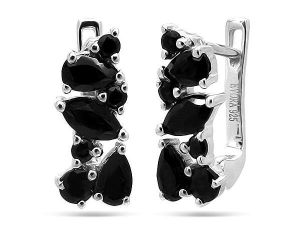 Серьги из серебра сапфир корунд, Нина