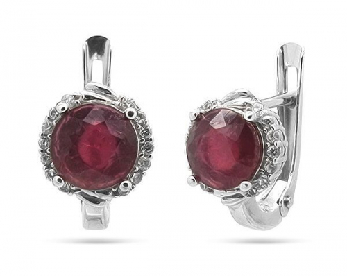 Серьги из серебра рубин, SL-RIC46