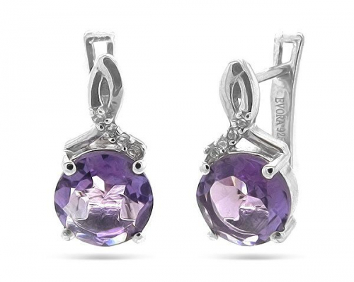 Серьги из серебра аметист, Аурелия