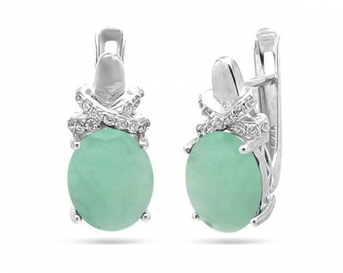 Серьги из серебра изумруд берилл, SL-RIC62