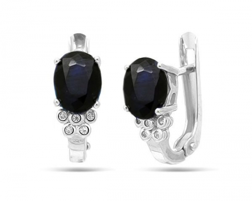 Серьги из серебра сапфир, SL-RIC2