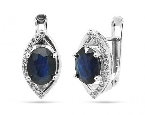 Серьги из серебра сапфир корунд, SL-RIC87