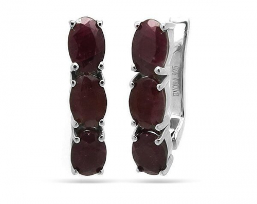 Серьги из серебра рубин корунд, Беренис