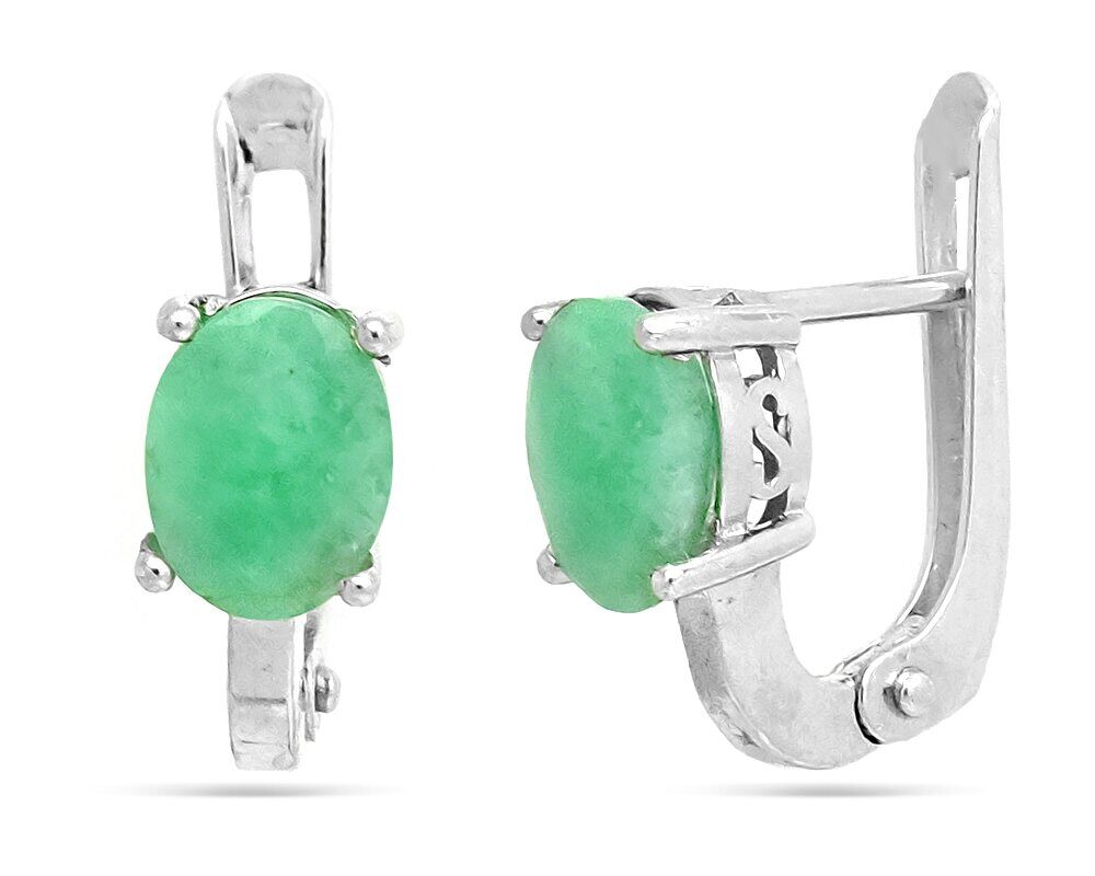 Серьги из серебра изумруд берилл, SL-RIC78