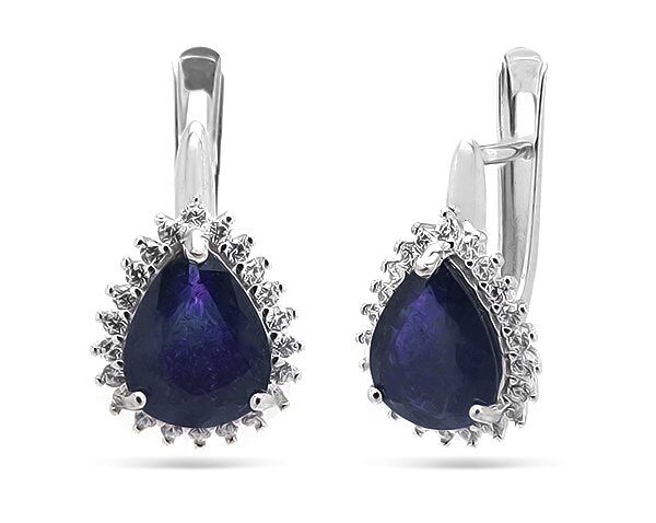 Серьги из серебра сапфир корунд, SL-RIC68