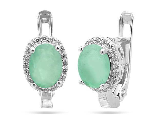 Серьги из серебра изумруд берилл, SL-RIC77
