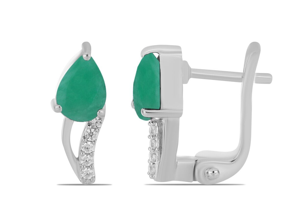 Серьги из серебра изумруд, Акита