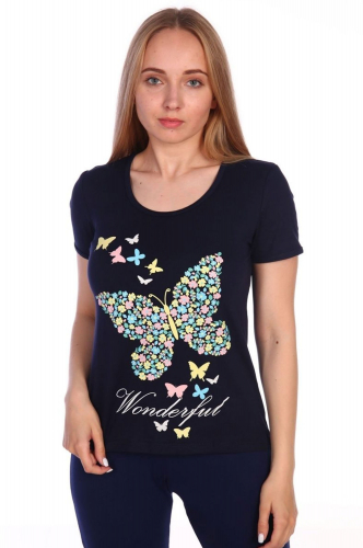 РУСЯ, Женская футболка с бабочками, классического черного цвета, подойдет ко всему