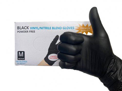 Перчатки нитровиниловые чёрные по 5 пар