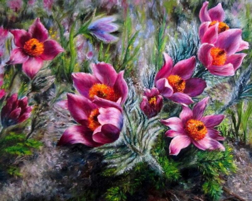 Картина по номерам 40х50 Фиолетовые цветы
