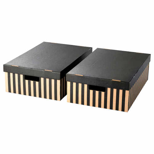 PINGLA ПИНГЛА, Коробка с крышкой, черный/естественный, 56x37x18 см